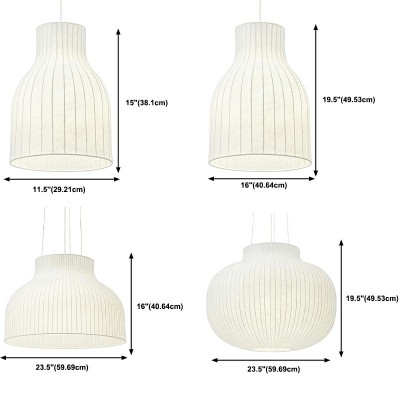 White Dome Pendant Light Fixture Modern Style Silk 1-Light Pendant Lighting Fixtures