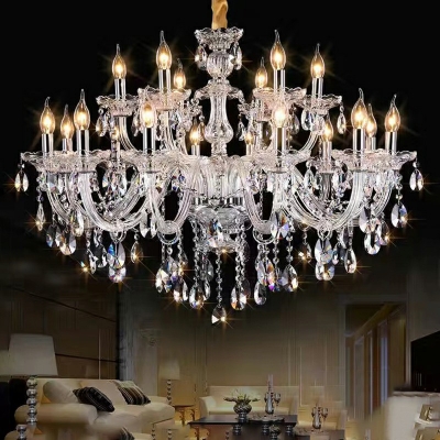 White With Clear Glass Balls Chandelier Lamp European Style Faceted Crystals 10 Lights Chandelier Light Fixture