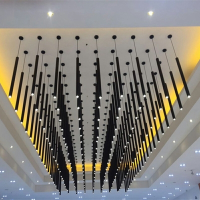 1 Light Cylinder Hanging Light Modern Style Metal Pendant Ceiling Lights in Black