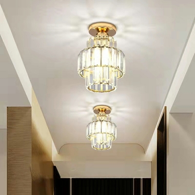 1-Light Flush Mount Light Minimalism Style Cylinder Shape Metal Ceiling Mounted Fixture