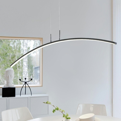 1-Light Island Chandelier Contemporary Style Arched Shape Metal Hanging Ceiling Light