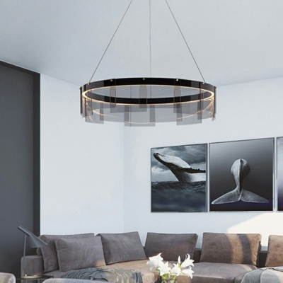 1-Light Pendant Ceiling Lights Simplicity Style Ring Shape Metal Warm Light Chandelier Lighting