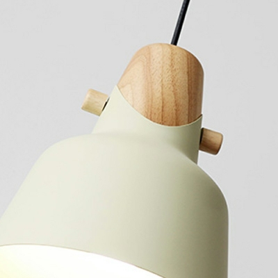 1-Light Suspension Pendant Minimalism Style Cone Shape Wood Hanging Ceiling Lights