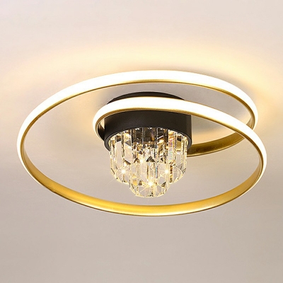 2-Light Flush Pendant Light Modernist Style Circle Shape Metal Ceiling Mounted Fixture