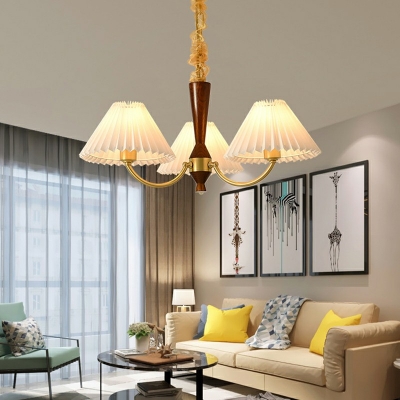 3 Lights Wood Suspended Lighting Fixture Modern Living Room Chandelier Pendant Light