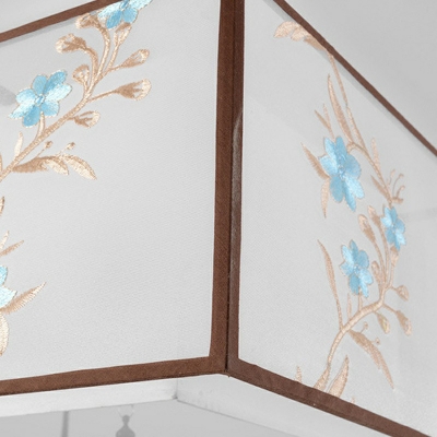 5-Light Flush Pendant Ceiling Light Traditional Style Cylinder Shape Fabric Ceiling Mount Chandelier