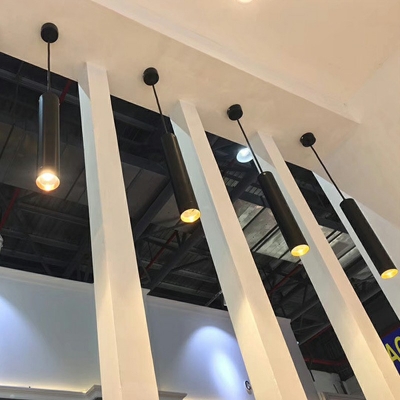 Elongated Pendant Light Fixtures Modern Style Metal 1-Light Ceiling Hung Fixtures in Black
