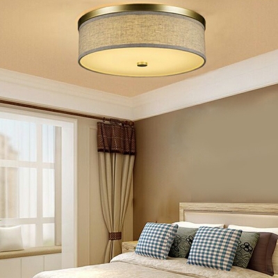 Farbic Drum Flush Mount Ceiling Light Fixture Modern Close to Ceiling Lamp for Bedroom