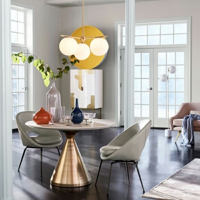 Glass Globe Suspended Lighting Fixture Brass 3 Lights Chandelier Lamp for Living Room