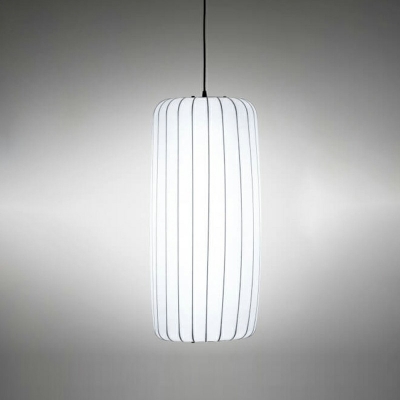 Modern Style Cylinder Hanging Light Fixtures Silk 1 Light Hanging Lamp Kit in White