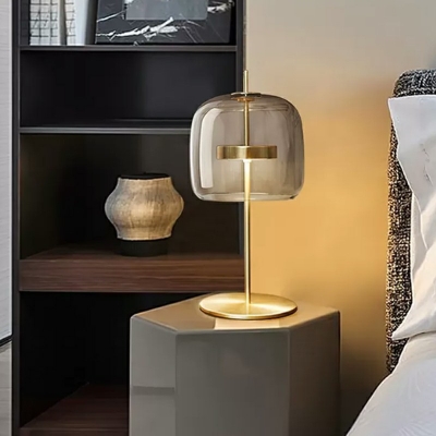 Nordic Metal and Glass Nights and Lamp Drum Led Table Lamp for Bedroom