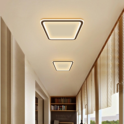 Ultra Thin Flush Mount Ceiling Light Black Geometric Metal LED for Bedroom