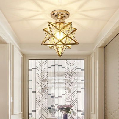 1-Light Flush Mount Light Traditional Style Diamond Shape Metal Ceiling Mounted Fixture