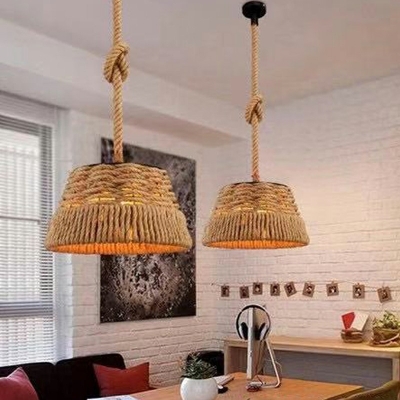 1 Light Hanging Pendant Lights Hemp Rope Hanging Lamp Kit for Restaurant