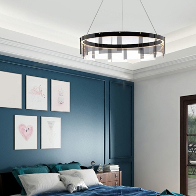 1-Light Pendant Ceiling Lights Simplicity Style Ring Shape Metal Warm Light Chandelier Lighting
