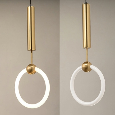 1-Light Suspension Pendant Minimalistic Style Round Shape Metal Hanging Ceiling Lights