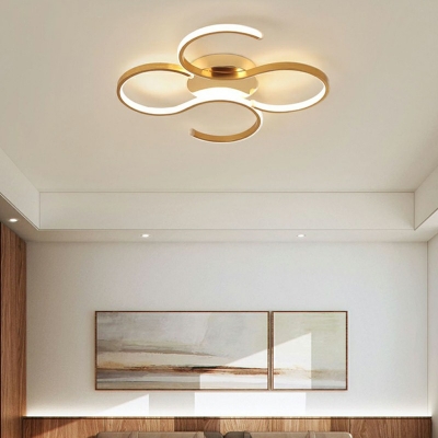 2-Light Flush Mount Ceiling Light Contemporary Style Geometric Shape Metal Ceiling Mounted Fixture
