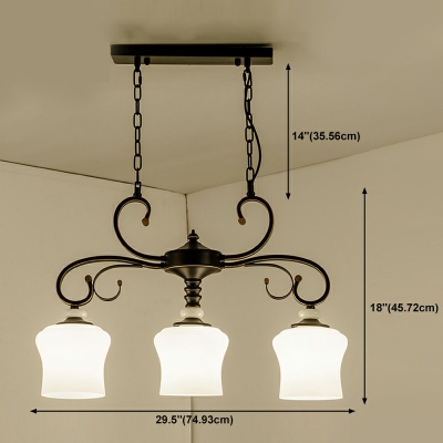 3-Light Ceiling Pendant Light Retro Style Cylinder Shape Metal Over Island Lighting