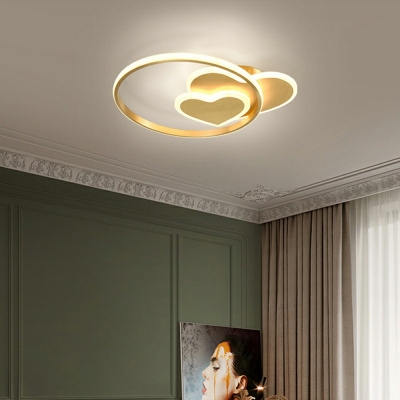 3-Light Flush Mount Lighting Kids Style Round Shape Metal Remote Control Stepless Dimming Ceiling Mounted Fixture