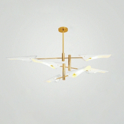 8-Light Hanging Pendant Lights Contemporary Style Linear Shape Metal Chandelier Lighting