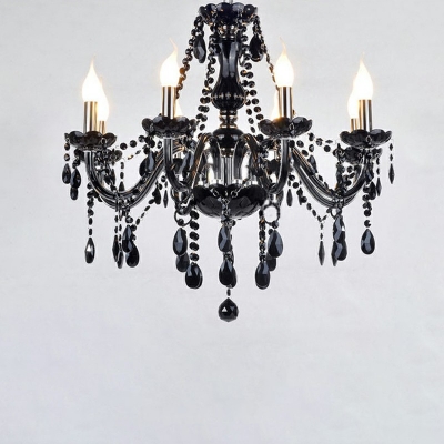 European Style Curving Chandelier Light Fixture Crystal 6-Lights Chandelier Lighting in Black