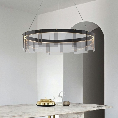 Metal and Glass Suspended Lighting Fixture Led Basic Modern Chandelier Pendant Light for Bedroom