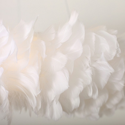 Modern Pendant Lighting Fixtures White Feather Chandelier Lamp for Living Room