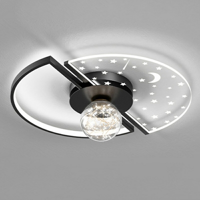 Modern Style Circle Flush Light Fixtures Metal 3-Lights Flush Mount Light in Black