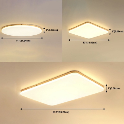 Modern Wooden Geometric Flush Mount Light with Acrylic Shade LED Lighting