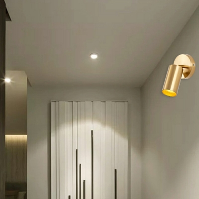 Simplistic Cylindrical Wall Mounted Light Fixture Metallic Wall Light Sconces