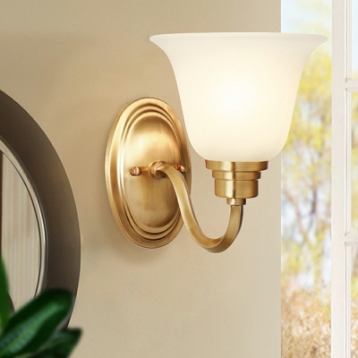 Wall Mounted Lamps White Glass Shade Flush Mount Wall Sconce for Bedroom