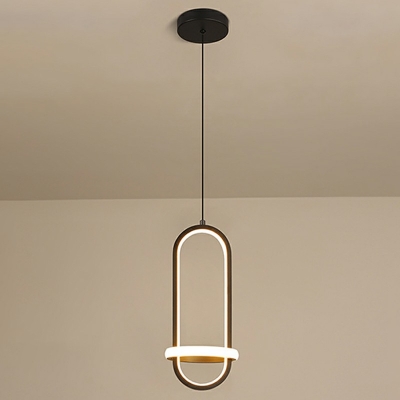 2-Light Chandelier Lighting Contemporary Style Oval Shape Metal Hanging Light Fixture