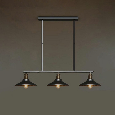 3-Light Chandelier Lights Industrial Style Cone Shape Metal Hanging Ceiling Light