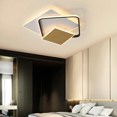 3-Light Flush Mount Light Contemporary Style Square Shape Metal Ceiling Mounted Fixture