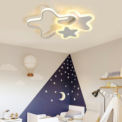 3-Light Flush Mount Lighting Modern Style Star Shape Metal Ceiling Light Fixtures