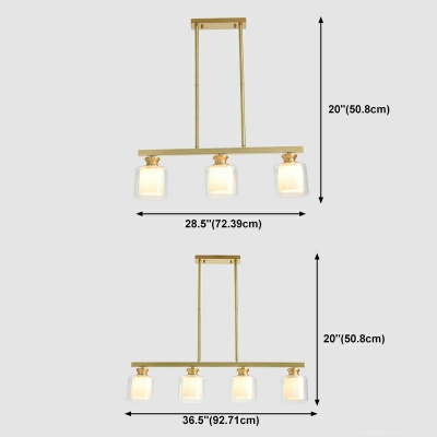 3-Light Hanging Pendant Lights Retro Style Cylinder Shape Metal Over Island Lighting