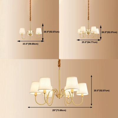 3 Lights Drum Chandelier Lighting Traditional Style Beige Fabric Shade Chandelier Lamp in Yellow