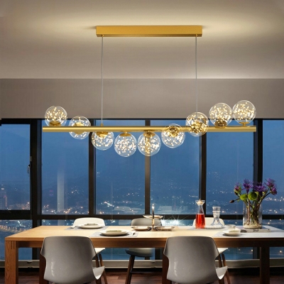 7-Light Island Lighting Modernist Style Ball Shape Metal Hanging Light Fixtures