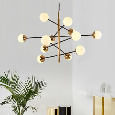 8-Light Chandelier Lighting Contemporary Style Globe Shape Glass Ceiling Hung Fixture