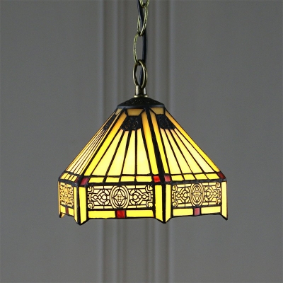 Beige Geometric Pendant Lights Tiffany Style Glass 1 Light Pendant Lighting