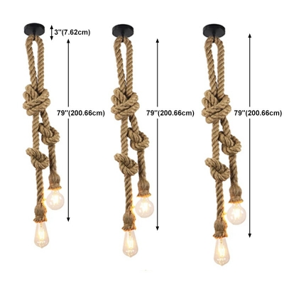 Bulb Shape Hanging Pendant Lights Hemp Rope Hanging Lamp Kit for Dining Room