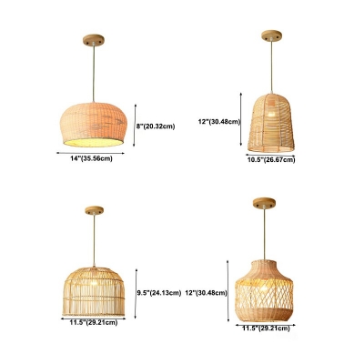 Cane Domed Pendant Lighting Fixtures Modern Style 1 Light Hanging Light Fixture in Beige