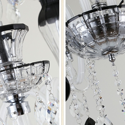 Crystal Candlestick Chandelier Lighting Fixtures European Style 8 Lights Chandelier Light Fixtures in Black
