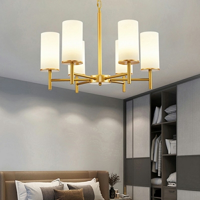 Gold Spoke-Like Chandelier Lamp Modern Style Glass 8 Lights Chandelier Light Fixture
