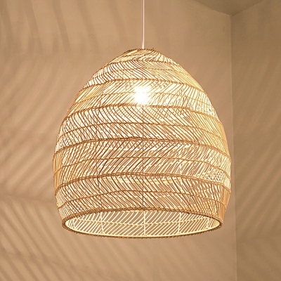 Single-Bulb Hanging Ceiling Light Rattan Pendant Light Asia Style Pendant Lamp