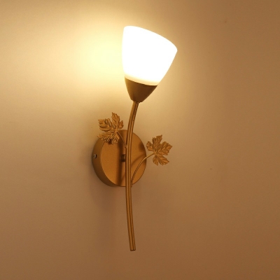 Vintage Twisting Vines Sconce Light Fixture Glass and Wrought Iron Wall Sconces