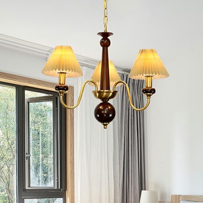 Wood Modern Suspended Lighting Fixture White Minimalist Chandelier Lamp for Living Room