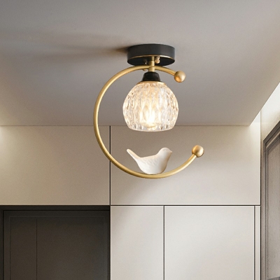 1-Light Flush Mount Lighting Modernist Style Globe Shape Metal Ceiling Mounted Fixture