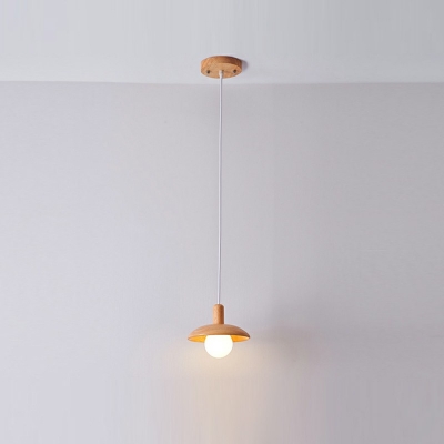 1-Light Pendant Lighting Fixtures Minimalism Style Cone Shape Wood Hanging Ceiling Light