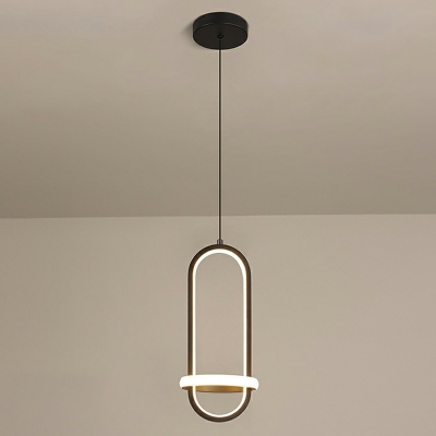 2-Light Chandelier Lighting Contemporary Style Oval Shape Metal Hanging Light Fixture